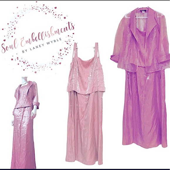 🆕2pc Elegant RoseGold Formal Dress w/Fine Jacket - Picture 4 of 16